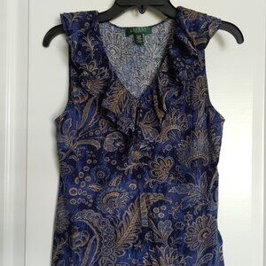Lauren Print Blouse Petite Large NWOT